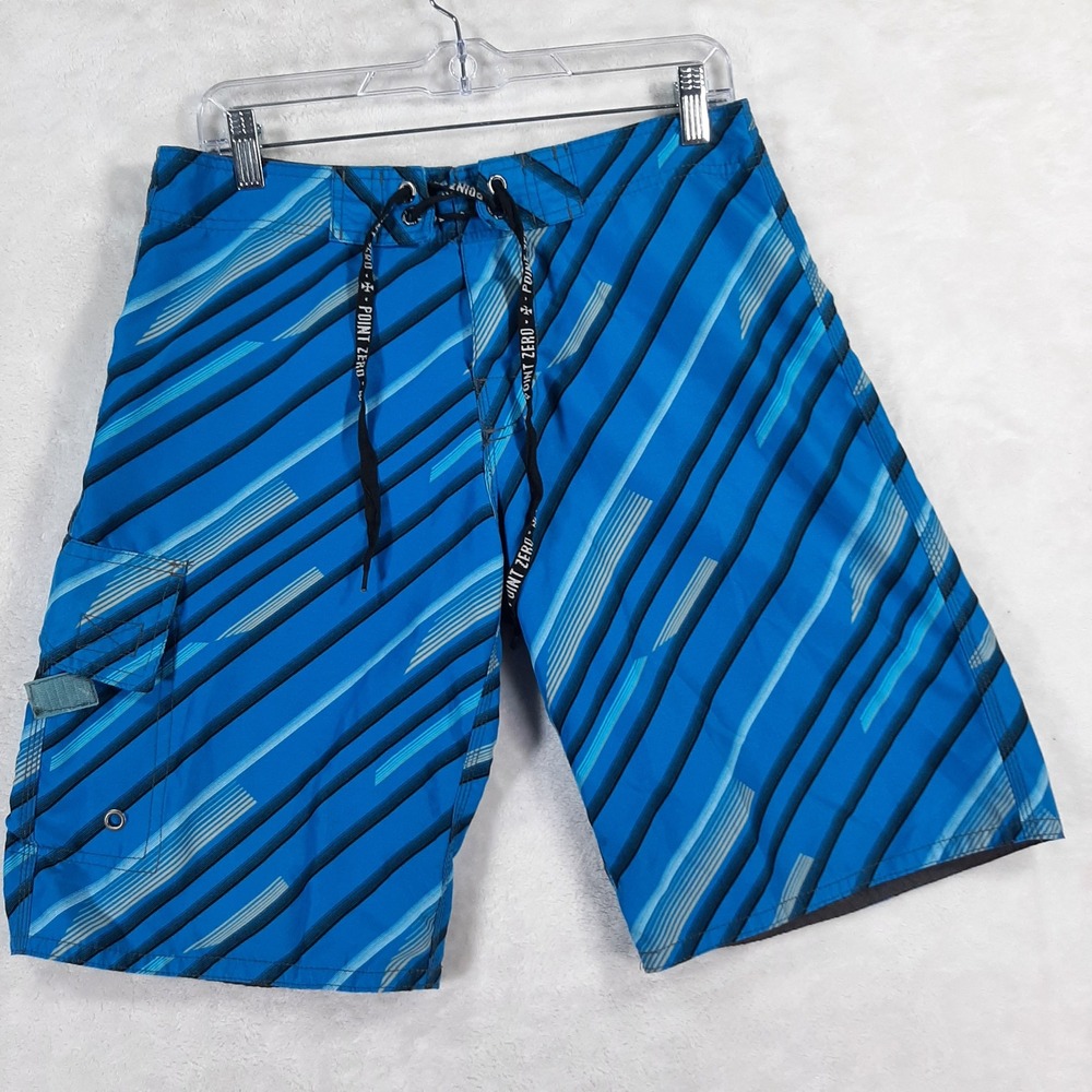 Point Zero Mens Blue Striped Shorts‎ Skater Size 34 Cargo Pocket